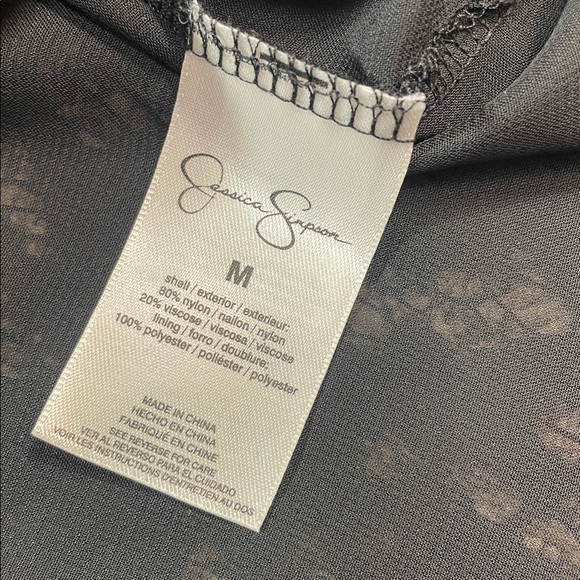 Jessica Simpson Flocked Black Lace Off Shoulder Top Size Medium | EUC - Picture 5 of 5